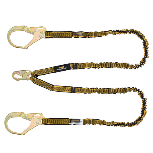 DXFP612130 DEWALT 6 ft. (1.8 m) Lanyard, Twin, Internal Absorber with Steel Snap hooks on D-Ring End and Steel Rebar Hooks on Anchor End
