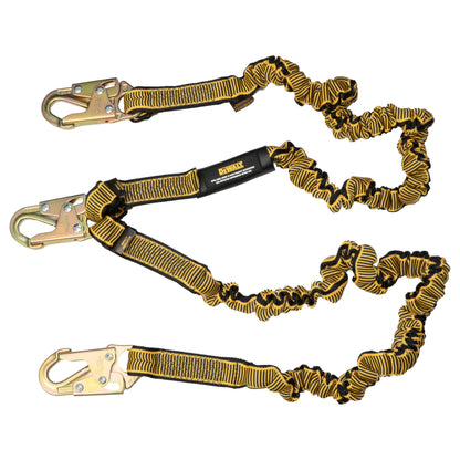 DXFP613120 DEWALT 6 ft. (1.8 m) Twin Leg Lanyard Internal Energy Absorber, 4 ft. to 6 ft. Stretch with Steel Snap hook Both Ends