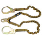 DXFP613130 DEWALT 6 ft. (1.8 m) Twin Leg Lanyard Internal Energy Absorber, 4 ft. to 6 ft. Stretch with Steel Snap hook on D-Ring End and Steel Rebar Hooks on Anchor End.
