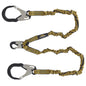 DXFP613530 DEWALT 6 ft. (1.8 m) Twin Leg Lanyard Internal Energy Absorber, 4′ to 6′ Stretch with Steel Snap hook on D-Ring End and Steel Rebar Hooks on Anchor End.