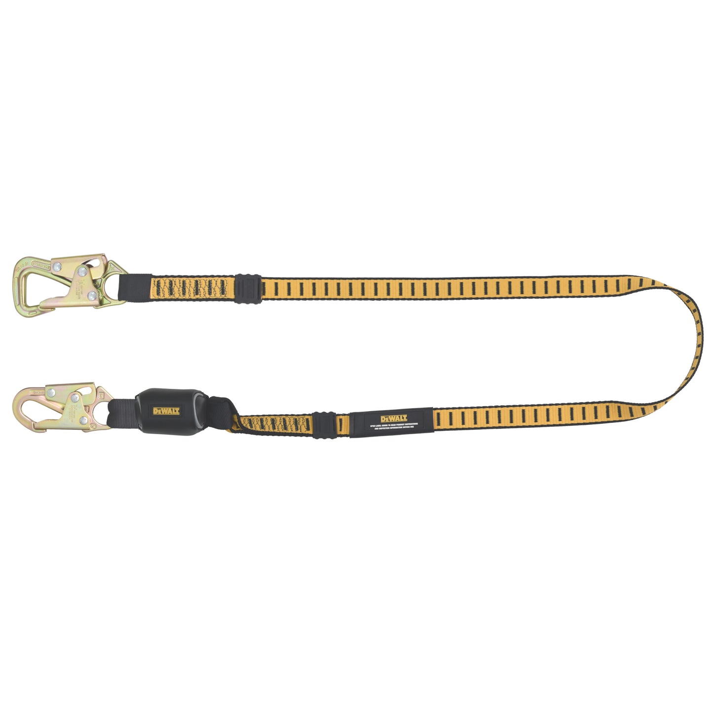 DXFP615110 DEWALT 6 ft.(1.8 m) Single Leg Lanyard, External Energy Absorber, Tie-Back, Steel Snap hooks Both Ends