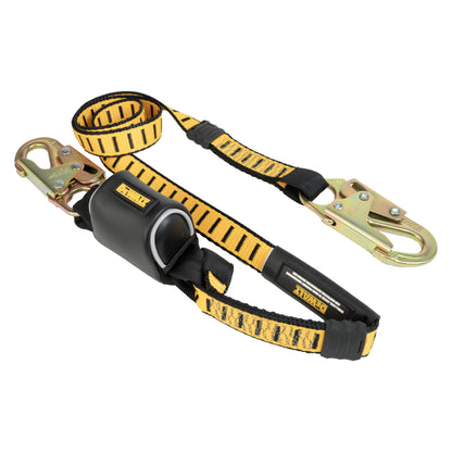 DXFP615110 DEWALT 6 ft.(1.8 m) Single Leg Lanyard, External Energy Absorber, Tie-Back, Steel Snap hooks Both Ends