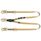 DXFP615121 DEWALT 6 ft.(1.8 m) Twin Leg Lanyard, External Energy Absorber, Tie-Back to D-Ring, Adjustable, Steel Snap Hooks Both Ends