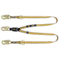 DXFP615130 DEWALT 6 ft.(1.8 m) Twin Leg Lanyard, External Energy Absorber, Tie-Back to D-Ring, Adjustable, Steel Snap Hooks Both Ends
