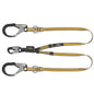 DXFP615530 DEWALT 6 ft.(1.8 m) Twin Leg Lanyard, External Energy Absorber, Tie-Back to D-Ring, Adjustable, Aluminum Steel Snap Hooks on D-Ring End, and Aluminum Rebar Hooks on Anchor End