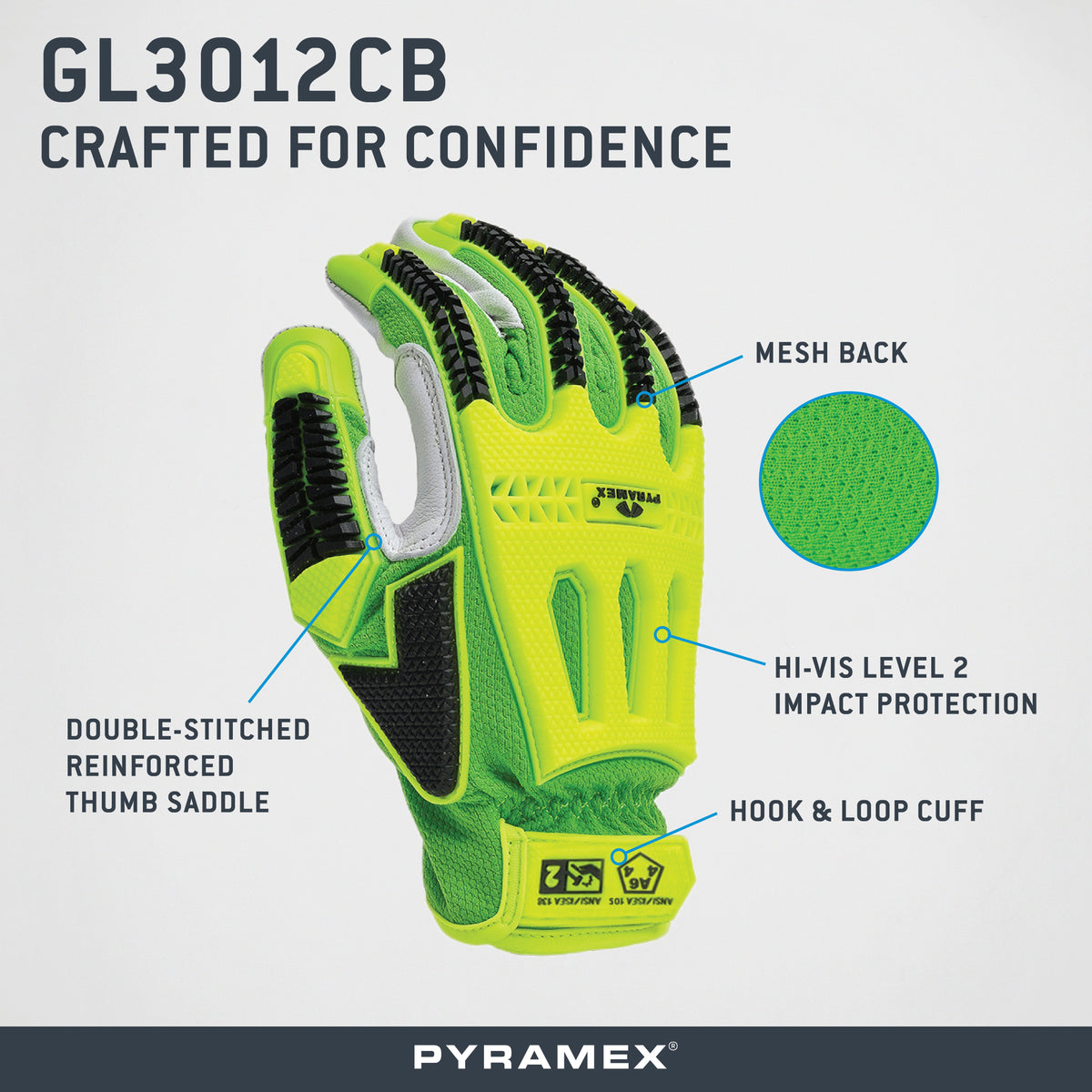 GL3012CB – Premium Goatskin Driver Para-Aramid A6 Cut Level 2 Impact - official Pyramex product image 2