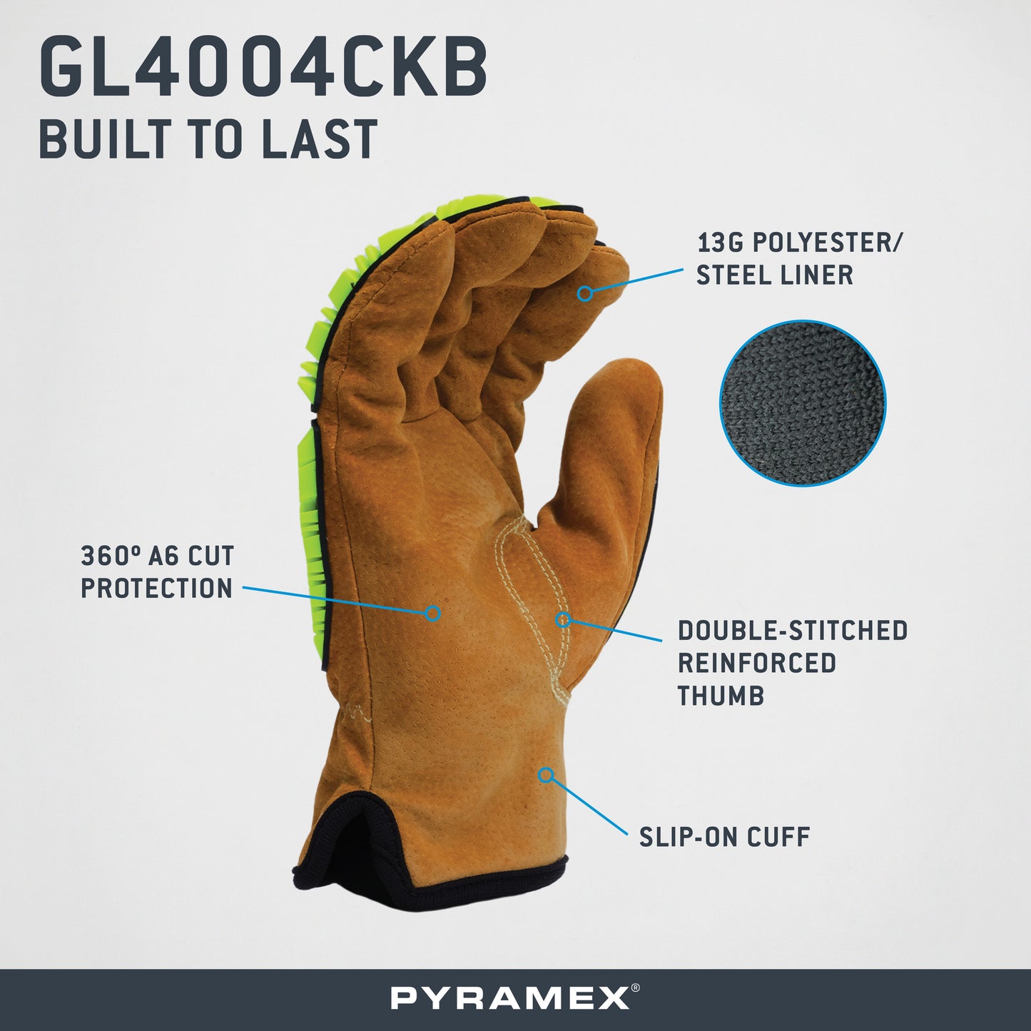 GL4004CKB - Premium Pigskin Driver A6 Cut Level 2 Impact