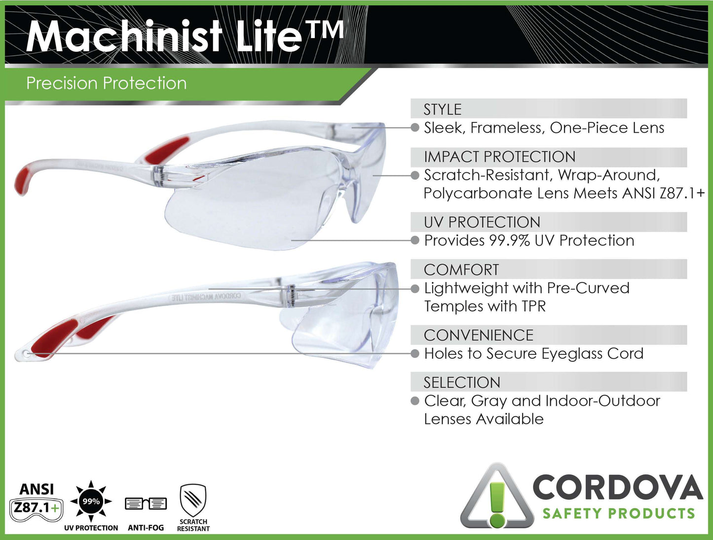 Cordova Machinist™ Lite Clear Frame, Indoor/o #EML50ST image 2