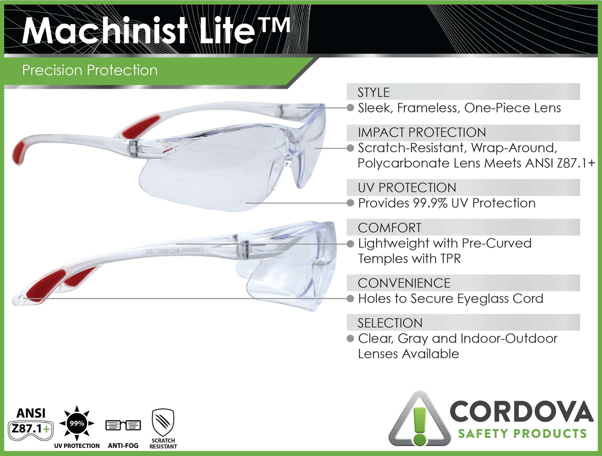 Cordova Machinist™ Lite Clear Frame, Indoor/o #EML50ST image 2