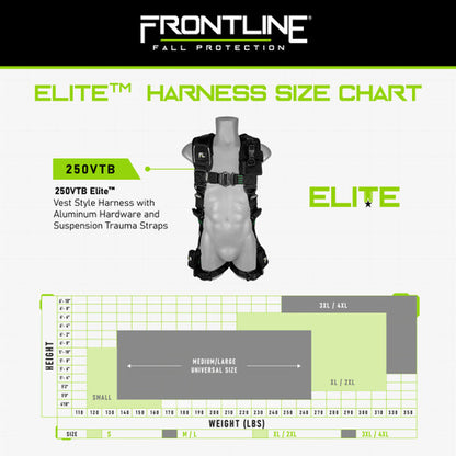 Elite™ Vest Style Harness with Aluminum Hardware and Suspension Trauma Straps 250VTB