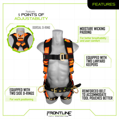Combat™ Construction Style Full Body Harness with Tongue Buckle Belt & Legs 50CTB