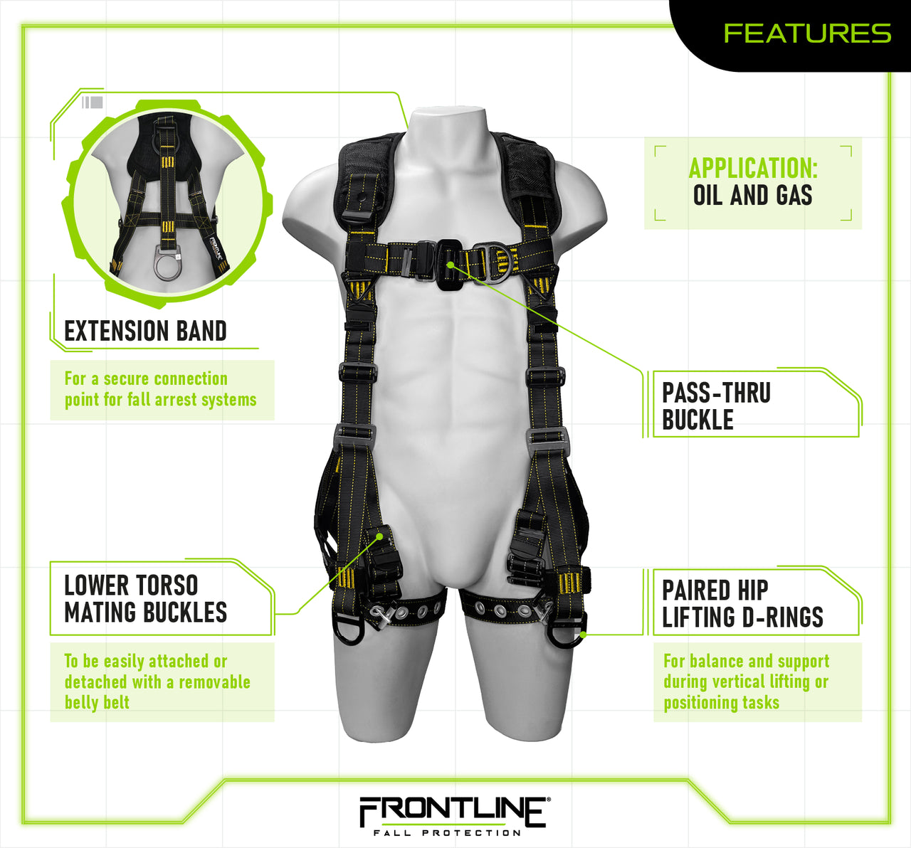Frontline Fall 150DHVT-S 150DHVT Derrick Vest Style Harness Worksite Safety & Industrial Supplies PPE
