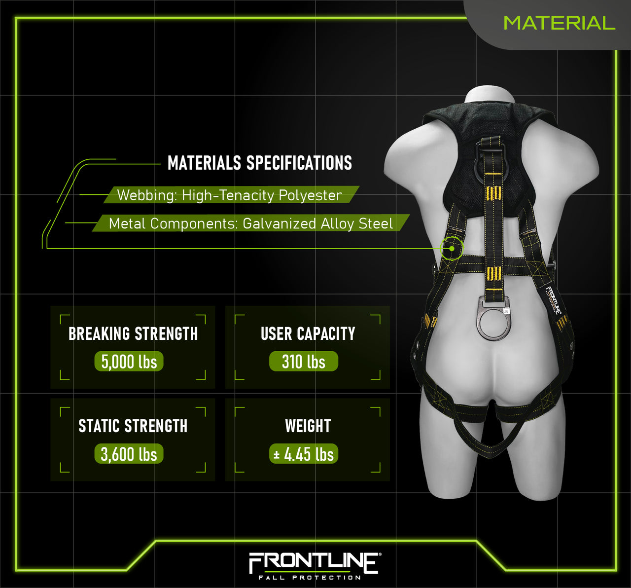 Frontline Fall 150DHVT-S 150DHVT Derrick Vest Style Harness Worksite Safety & Industrial Supplies PPE