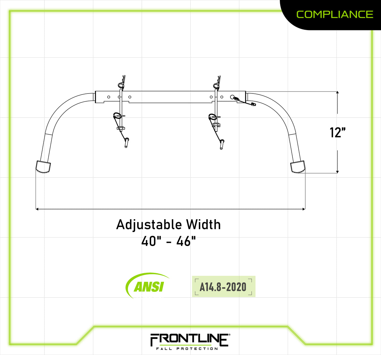 Frontline Fall LAS48 Universal Ladder Stabilizer – Cut Level A1 Worksite Safety & Industrial Supplies PPE