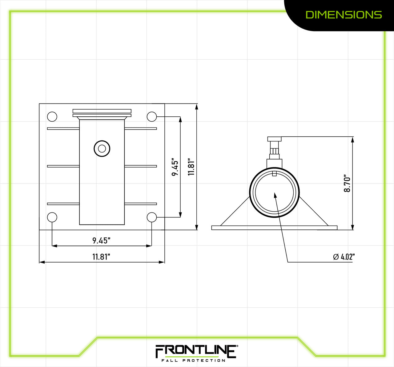 Frontline Fall DAC-WALLMT Confined Space Davit System – Wall Mount Base Only Worksite Safety & Industrial Supplies PPE