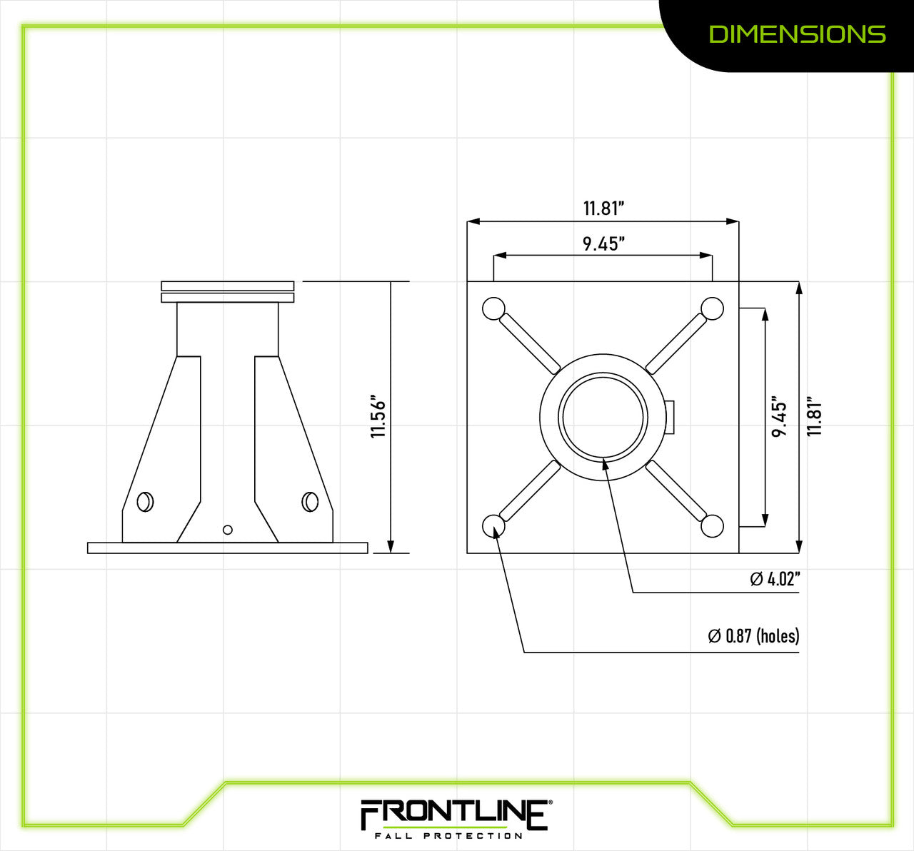 Frontline Fall DAC-FLRMT Confined Space Davit System – Floor Mount Base Only Worksite Safety & Industrial Supplies PPE