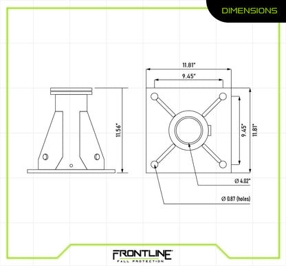 Frontline Fall DAC-FLRMT Confined Space Davit System – Floor Mount Base Only Worksite Safety & Industrial Supplies PPE