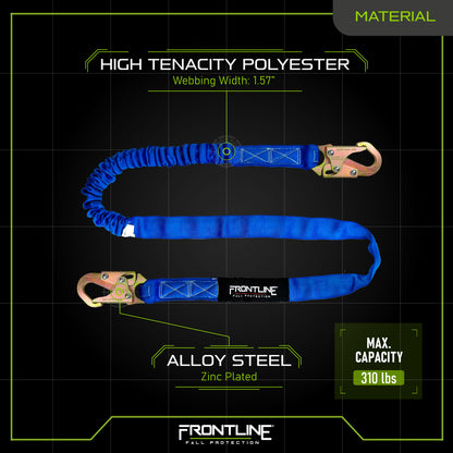 Frontline LIS61S-AM Combat™ American Style Single Leg 6' Snaphook Lanyard with Internal Shock Absorber