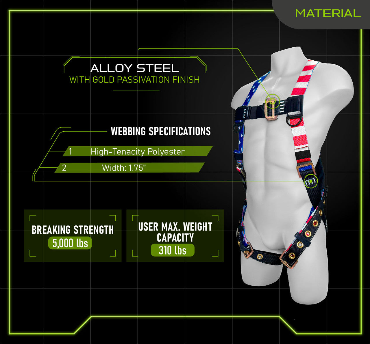 Frontline Fall 100VTB-UN-AM Combat™ American Style Economy Series Full Body Harness with Tongue Buckle Legs (Uni) Worksite Safety & Industrial Supplies PPE