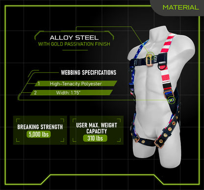 Frontline Fall 100VTB-UN-AM Combat™ American Style Economy Series Full Body Harness with Tongue Buckle Legs (Uni) Worksite Safety & Industrial Supplies PPE