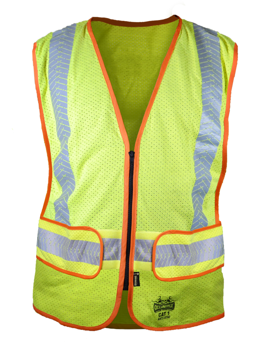 Occunomix STATIC DISSIPATIVE EXPANDABLE MESH VEST - Type R Class 2 Flame Resistant Safety Apparel Yellow S/M model
