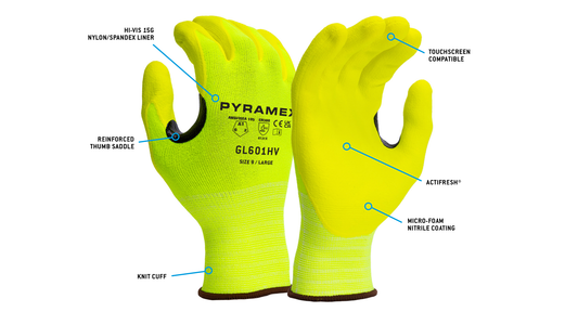 Pyramex GL601HV - Micro-Foam Nitrile Cut-Resistant Gloves X-Small model GL601HVXS