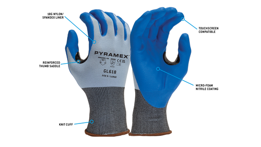 Pyramex GL618 - Micro-Foam Nitrile Cut-Resistant Gloves Small model GL618S