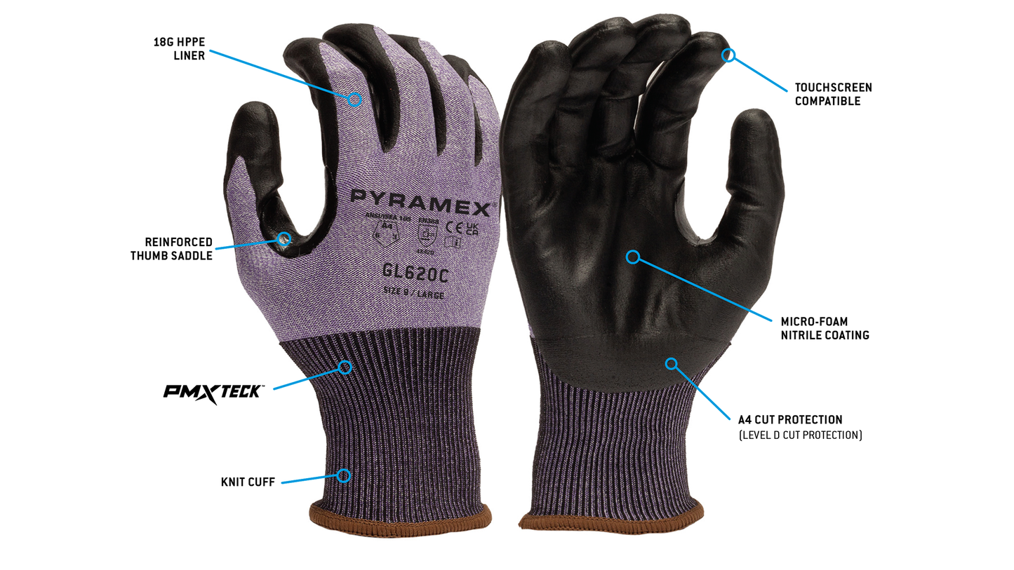 Pyramex GL620C - Micro-Foam Nitrile A4 Cut, Model GL620CS - official Pyramex product image 2