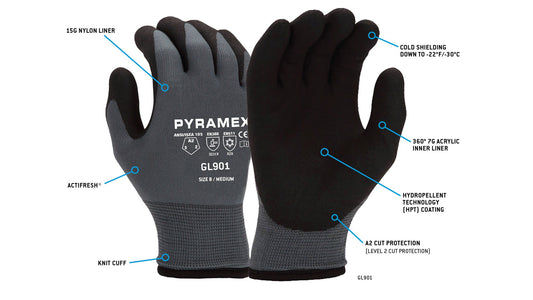 Pyramex GL901 - Insulated HPT A2 Cut Cold Stress PPE Small model GL901S