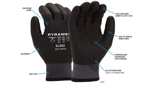 Pyramex GL902 - Insulated HPT A2 Cut Cold Stress PPE Small model GL902S