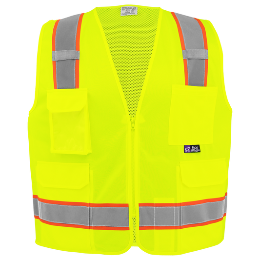 Global Glove GLO-0032 Yellow/Green surveyor vest — front