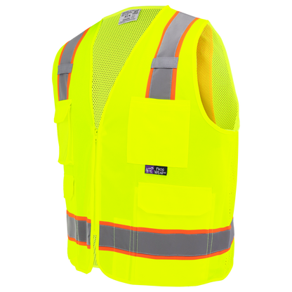 Global Glove GLO-0032 Yellow/Green surveyor vest — left side