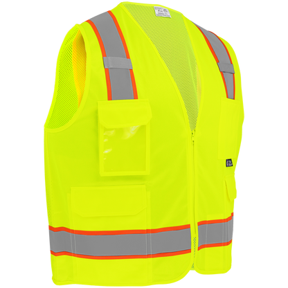 Global Glove GLO-0032 Yellow/Green surveyor vest — right side