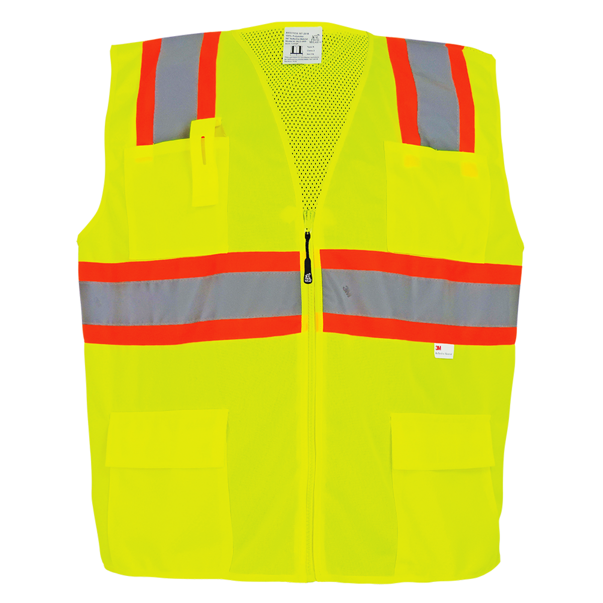 Global Glove GLO-003 Yellow/Green surveyor vest — front