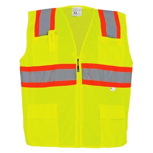 Global Glove GLO-003 Yellow/Green surveyor vest — front