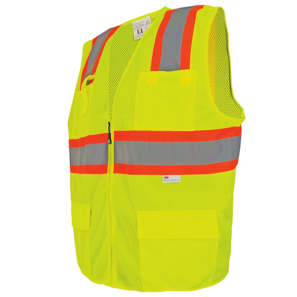 Global Glove GLO-003 Yellow/Green surveyor vest — left side