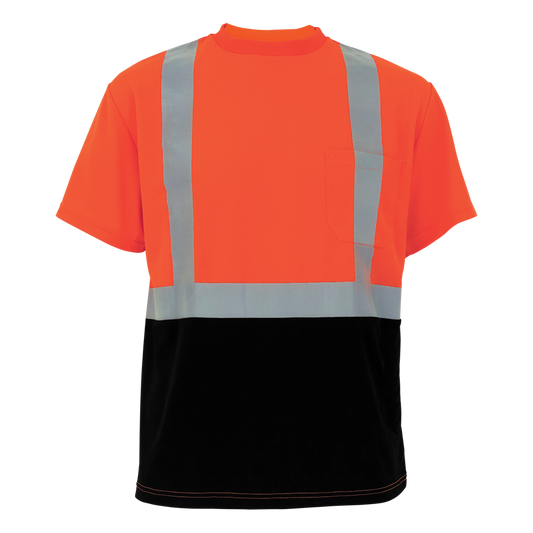 Global Glove GLO-005B Orange/Black hi-vis shirt — front