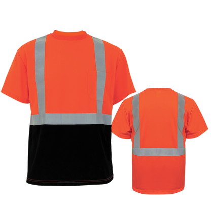 Global Glove GLO-005B orange and black hi-vis shirt — alternate front view