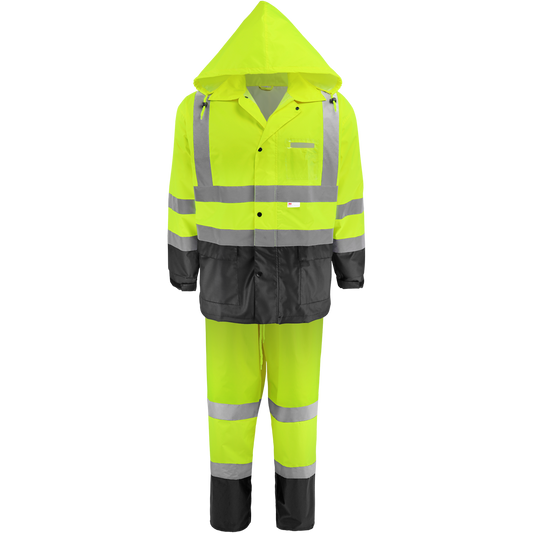 Global Glove GLO-1590 - complete two-piece suit - yellow/green with black lower panels