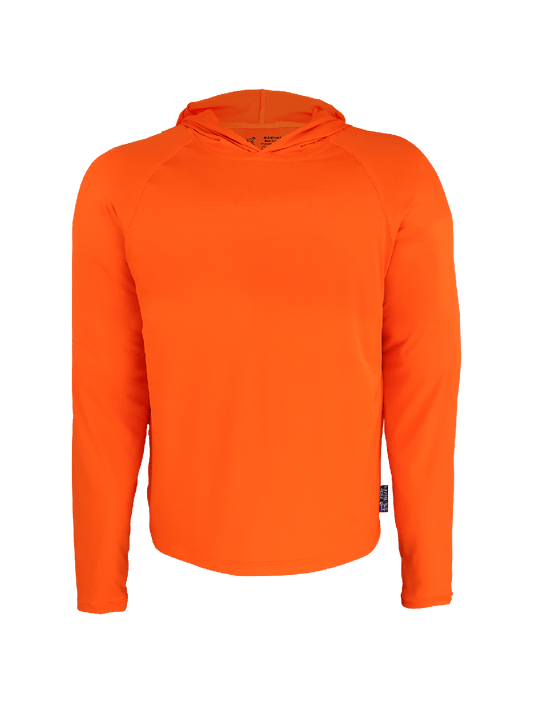 FrogWear® HV Premium High-Visibility Orange Hooded Long-Sleeve Self-Wicking Shirt - GLO-201HLS