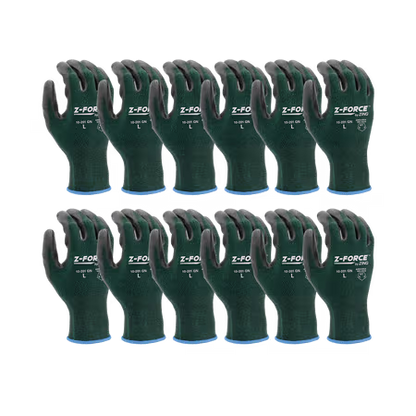 ZING Z-Force General Purpose Glove, 18G Grey Bio-Base Nylon+Spandex Liner Nitrile Palm Coated, Touchscreen