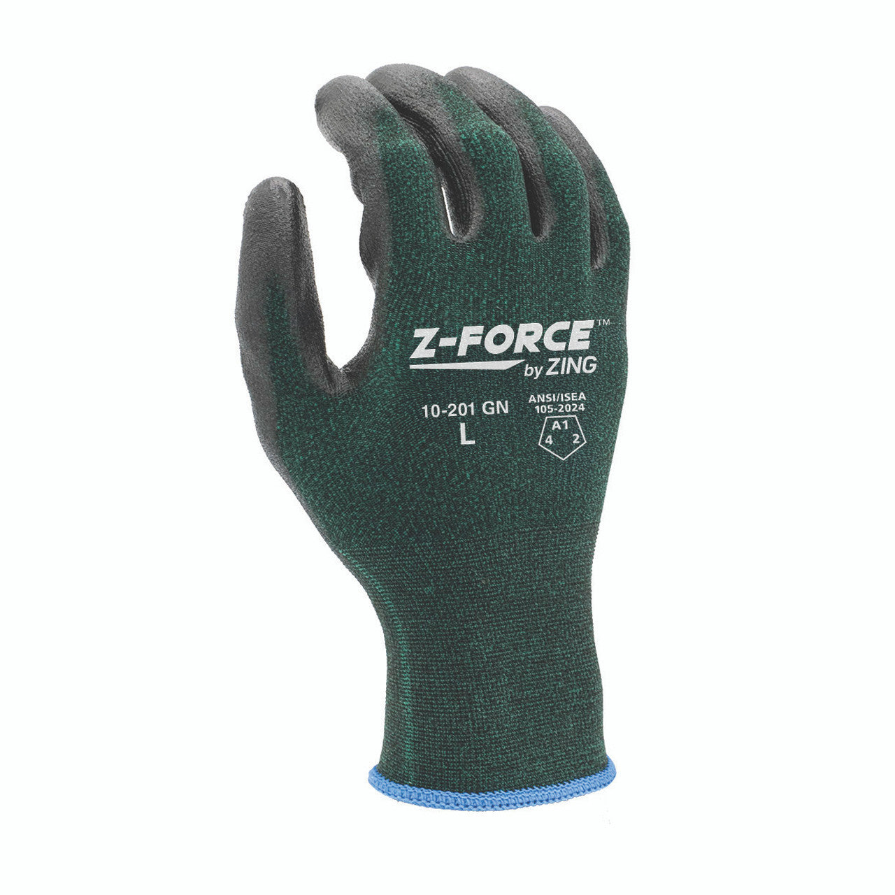 ZING Z-Force General Purpose Glove, 18G Grey Bio-Base Nylon+Spandex Liner Nitrile Palm Coated, Touchscreen - 10-201 GN XS