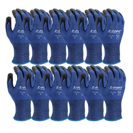 ZING Z-Force Cut Glove, 18G A4 Royal Biobased Fiber/Hppe Shell Bio-Based Ppu Palm Coating, Touchscreen