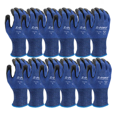 ZING Z-Force Cut Glove, 18G A4 Royal Biobased Fiber/Hppe Shell Bio-Based Ppu Palm Coating, Touchscreen
