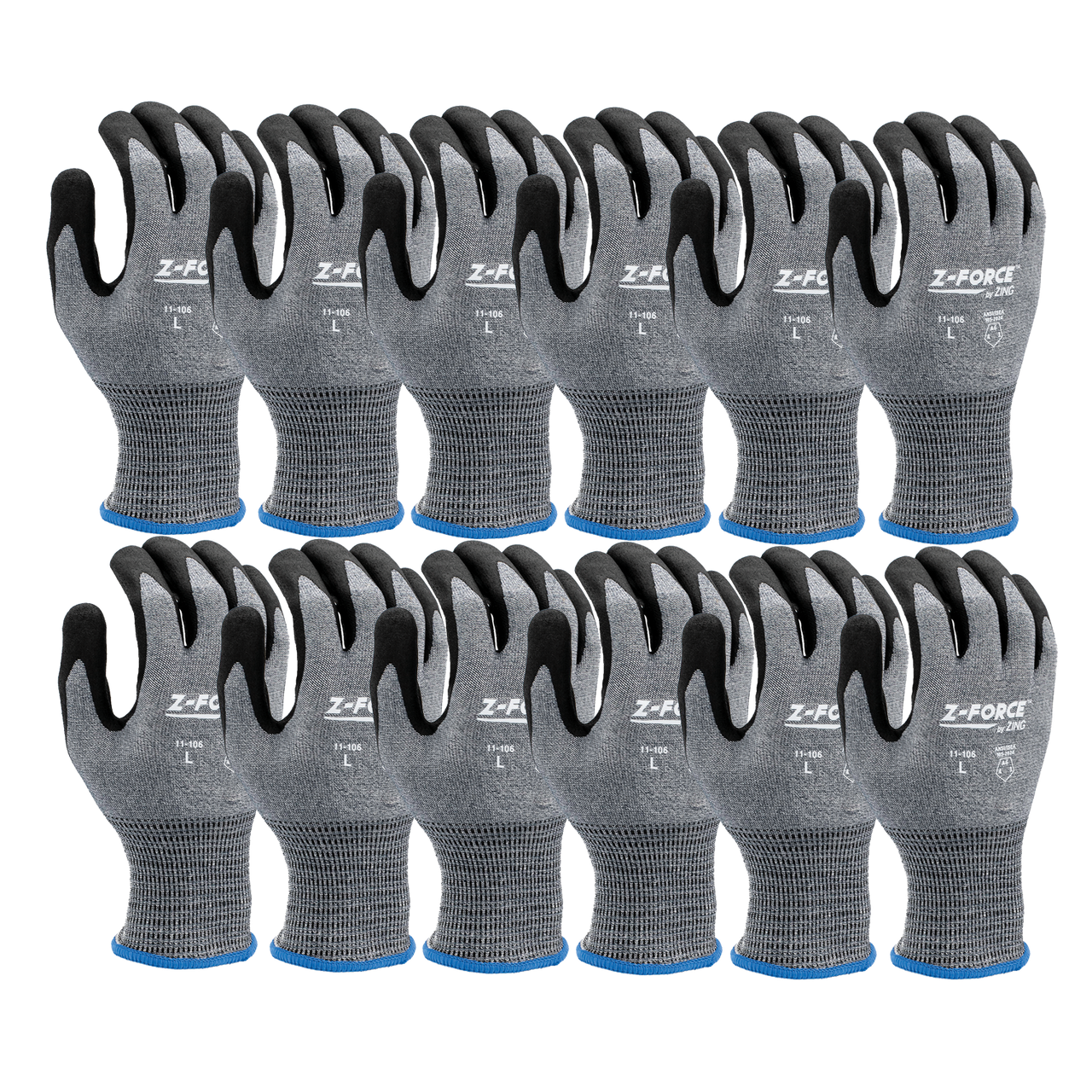 ZING Z-Force Cut Glove, 18G A6 Dark Grey Bio-Based Fiber/Hppe Shell Nano-Sandy Bio-Based Ppu Palm Coated, Touchscreen - official Zing product image 3