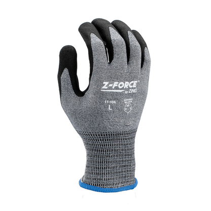 ZING Z-Force Cut Glove, 18G A6 Dark Grey Bio-Based Fiber/Hppe Shell Nano-Sandy Bio-Based Ppu Palm Coated, Touchscreen - official Zing product image 1