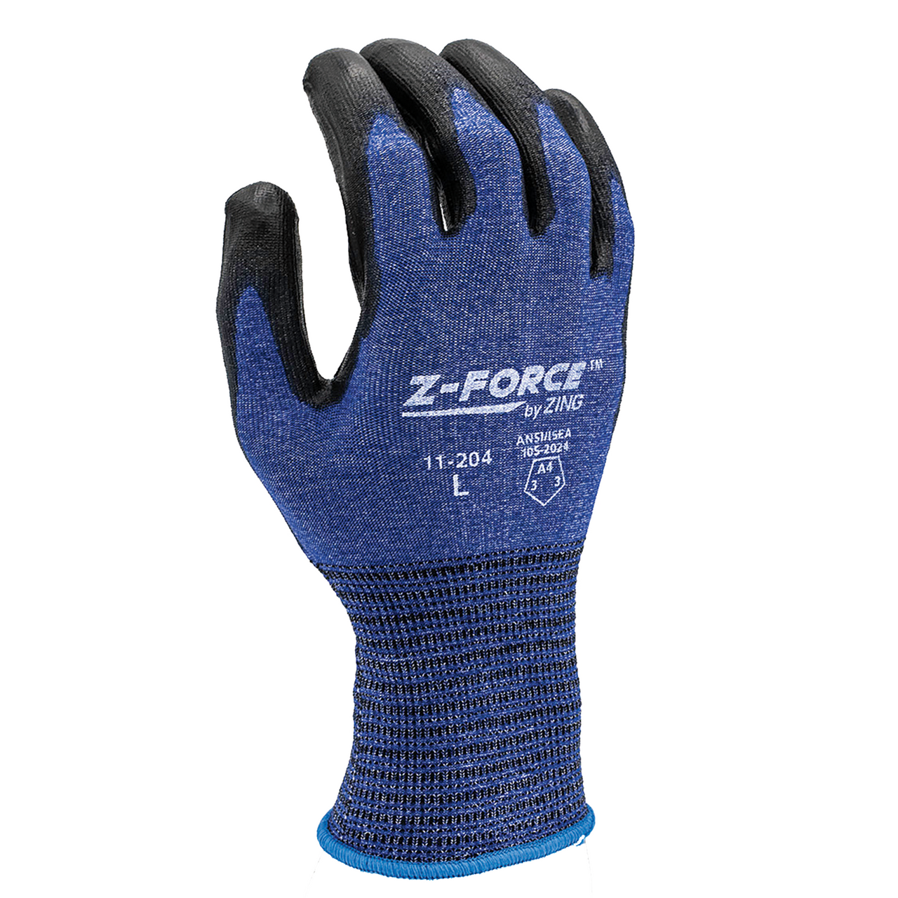 ZING Z-Force Cut Glove, 18G A4 Royal Biobased Fiber/Hppe Shell Nitrile Palm Coating, Touchscreen - official Zing product image 1
