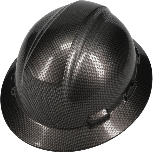Dynamic 280-HP641R-CAR – Full Brim Hard Hat, Carbon Fibre Look Wrap, HDPE Shell, 4-Point Nylon Suspension and "Sure-Lock" Ratchet Adjustment - Type 1 Class E