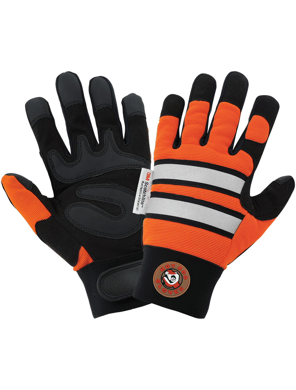 Hot Rod Gloves® High-Visibility Synthetic Leather Palm Performance Mechanics Style Gloves with a Spandex Back - HR9000VIS