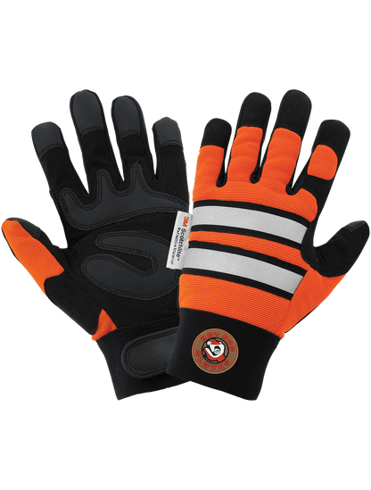 Hot Rod Gloves® High-Visibility Synthetic Leather Palm Performance Mechanics Style Gloves with a Spandex Back - HR9000VIS